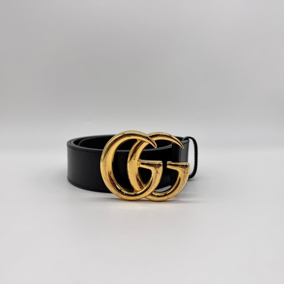 Gucci Authentic GG Marmont Wide Leather Black Belt 85 Preowned display picture 2